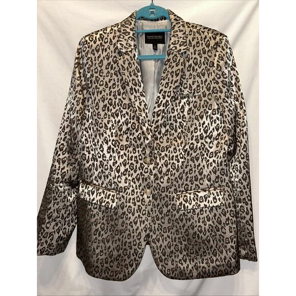 Banana Republic Womens 12 Long & Lean Leopard Print Blazer Career Whimsigoth - Picture 1 of 14